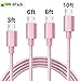 Micro USB Cable 4 Pack,COZY 3FT 6FT 6FT 10FT Long Premium Nylon Braided Android Charger USB to Micro USB Charging Samsung Charger Cord for Samsung Galaxy S7 Edge/S7/S6/S4/S3,Note 5/4/3（Pink）