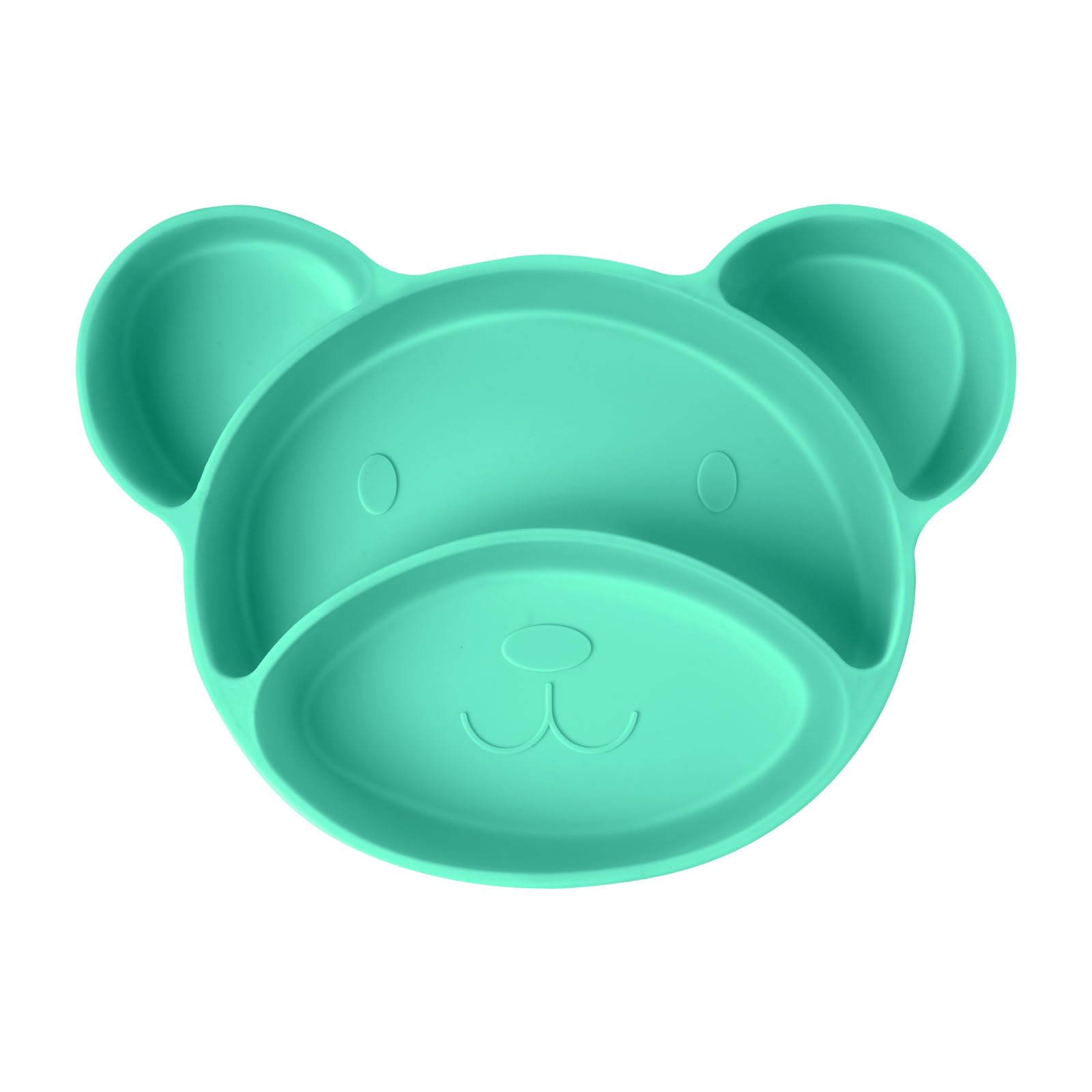 Vicloon Baby Suction Plate, Toddler Feeding Plate, Non-Slip Silicone Baby Divided Plates for Self Feeding Training, Dishwasher & Microwave Safe (Green)