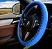 JYPC Silicone Anti-slip Car Steering Wheel Cover Novel Geometrical Pattern Universal 15 inch (Dark Blue)