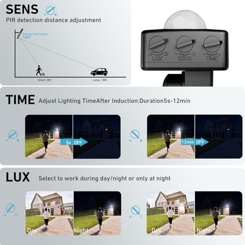 LAMLAMCK LED Spotlight with Motion Sensor 100W – 2 Pieces 10000LM 6500K White Outdoor LED Spotlights with Motion Sensor, IP66 Waterproof Outdoor Projector for Patio, Garden, Walkway, Garage