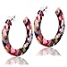 Acrylic Hoop Earrings Mottled Resin Earrings Textured Open Circle Statement Stud Earrings for Women Girls