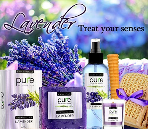 Valentines Day Gifts Lavender Essential Oil Spa Basket – Gardener Lavender Tin Gift Basket. Premium Bath Gift Basket for Birthday, Thank you, Anniversary Gift Best Holiday Spa Gift Set