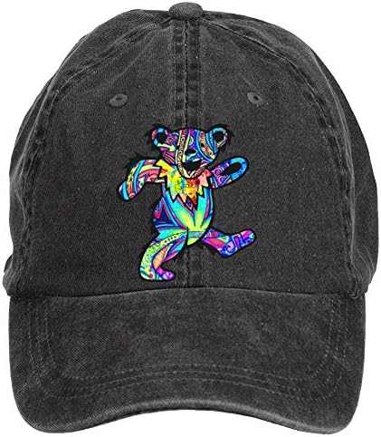 WHUO Grateful Dead Dancing Bear DIY 6 Panel Baseball Cap Hats Unisex Black