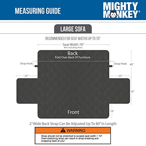 MIGHTY-MONKEY-Premium-Reversible-Large-Sofa-Protector-for-Seat-Width-up-to-70-Inch-Furniture-Slipcover-2-Inch-Strap-Couch-Slip-Cover-Throw-for-Pets-Dogs-Kids-Cats-Sofa-Black-Gray
