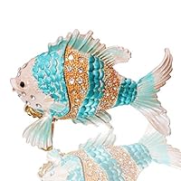 Waltz&F Tropical Fish Trinket Box Hinged Hand-Painted Animal Figurine Collectible Ring Holder