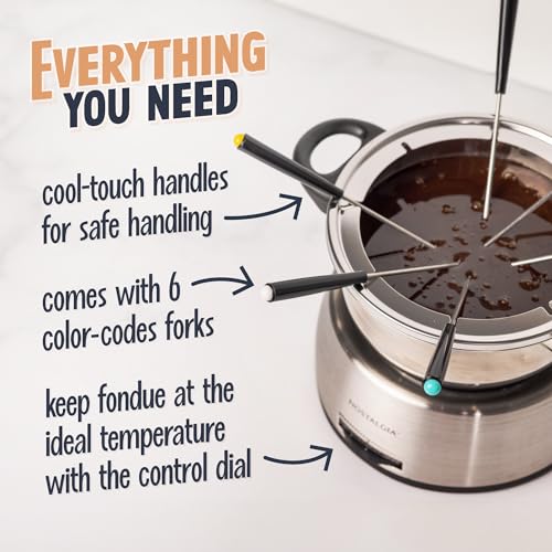 Nostalgia 6Cup Electric Fondue Pot Set For Cheese & Chocolate 6