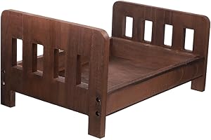 PHENOFICE Wood Mini Photography Prop Bed, Coffee Color Newborn Photo Shoot Posing Bed for Studio Use,