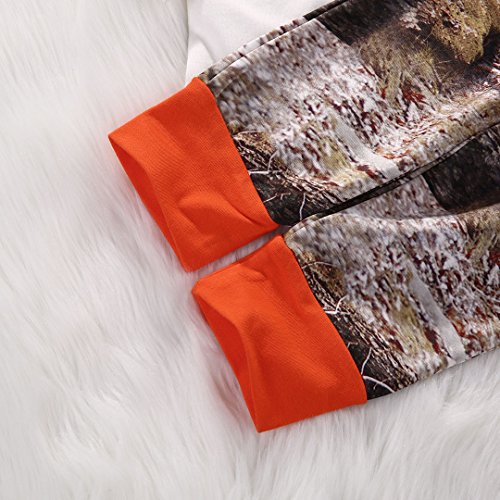 Newborn Baby Boys Long Sleeve Letters Deer Romper Bodysuit Pants Hat Outfit Clothes Set (6-12M, Orange)