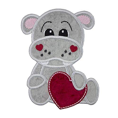 Hippo Patch your choice of sew on patch or iron on patch Handmade