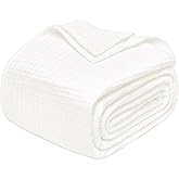 Joydeco 100% Cotton Muslin Throw Blanket for Couch Bed and Sofa, 4-Layer Lightweight and Breathable Soft Gauze Blanket for All Season, Luxury Throws Cotton Blanket Gift(White, 50"x70")