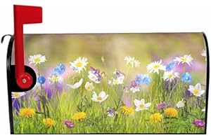 APORTT Spring Mailbox Covers Magnetic Standard Size 21x18 Inch Outside Spring Summer Wild Flowers Mail Box Covering Waterproof Fade-Resistant Decorative Mailbox Post Wrap for Outdoor Garden Yard Decor