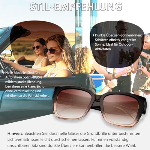 KANASTAL Plus Size Over Sunglasses Men and Women Square Polarised Over Glasses Sunglasses for Glasses Wearers UV400 Sun Protection Over Sunglasses Fit Over Sunglasses