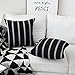 Home Brilliant Classic Black White Stripes Lace Throw Pillow Covers Decorative Euro Shams, 2 Packs, 24x24 inches(60cm), Black