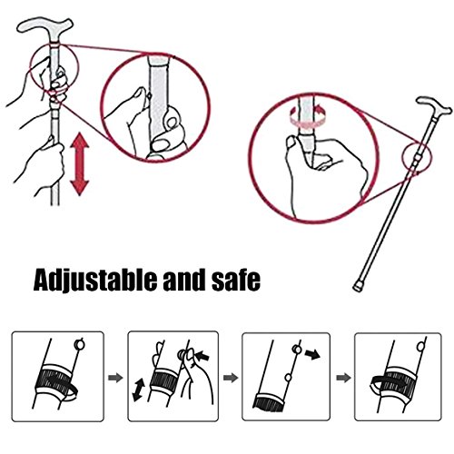 Walking Cane,Folding Cane for Men Women with T Handle,Quick Lock,Collapsible,Adjustable Walking Sticks(Black)