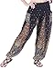 CandyHusky Elastic Waist Loose Fit Baggy Gypsy Hippie Boho Yoga Harem Pants (Black)