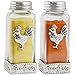 Rooster Salt and Pepper Shakers Gift Set - 2 Pieces | Glass Body & Stainless Steel Screw Off Cap & Base - Decorative Metal Base Unique Design | kitchen & Dining Decor (Rooster)