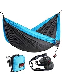 Honest Outfitters Single & Double Camping Hammock With Hammock Tree Straps,Portable Parachute Nylon Hammock for Backpacking travel