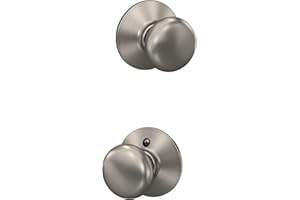 Schlage F10 PLY 619 Plymouth Door Knob, Hall & Closet Passage Lock, Satin Nickel