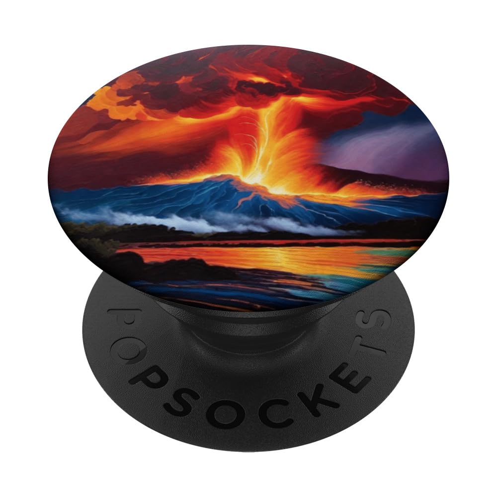 Retro Brilliant Geology Science Volcanic Eruption Seismic PopSockets Swappable PopGrip