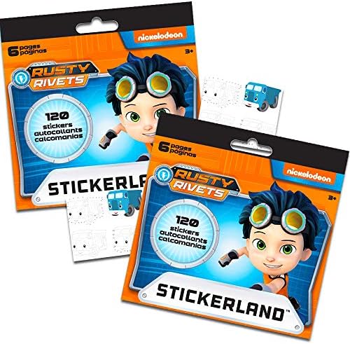 Rusty Rivets Stickers Party Favors Pack -12 Sheets of Rusty Rivets Party Stickers Bundled with 2 Specialty Truck Coloring Reward Prize Stickers