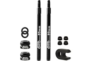 MUQZI Bike Presta Valve Extender, Aluminum Alloy 80mm Bicycle Valve Extender Extension Kit with Valve Core Remover Tool and Core Nuts (2 Pack)