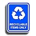 Recycling Items Only Sticker Vinyl Die Cut Recycling Decal with Recycle Logo Label Home Office Work