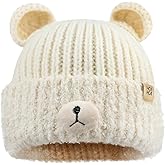 Crochet Beanie Bear Ear Cute Shape Knitted Hats Warm Plush Slouchy Winter Hat Skin-Friendly Fuzzy Animal Skull Cap