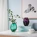 CASAMOTION Home Decor Gift Art Glass Vase with Hand Blown Cutting Modern Flower Tabletop Centerpiece for Office Kitchen, Living Room,Wedding Party Turquoise Color 6.7 inch Height