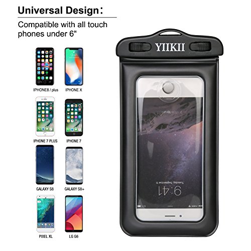 YIIKII Floating Waterproof Case, Cellphone Dry Bag Pouch with Touch ID Fingerprints Available, IPhone X 8 7 6s 6 Plus, Galaxy etc up to 6.0", Perfect for Snorkel etc Water Activities