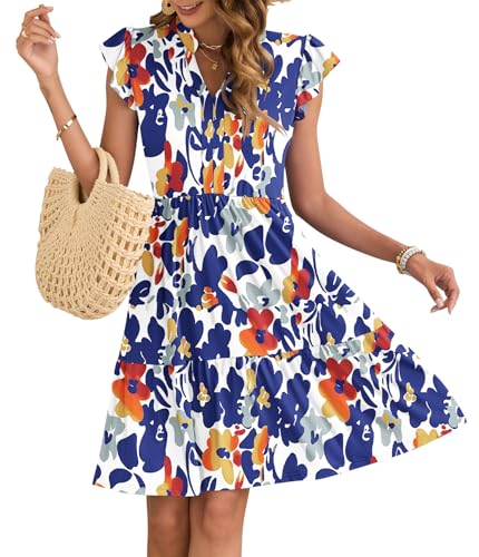AUSELILY Women's Summer Ruffled Sleeve V Neck Dresses with… at Amazon