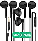 Certified iTech Gadgets Headphones [3 Pack] Earphones with Microphone Premium Earbuds Stereo and Noise Isolating Headset for Apple iPhone iPod iPad Samsung Galaxy LG HTC Other 3.5MM Devices (Black)
