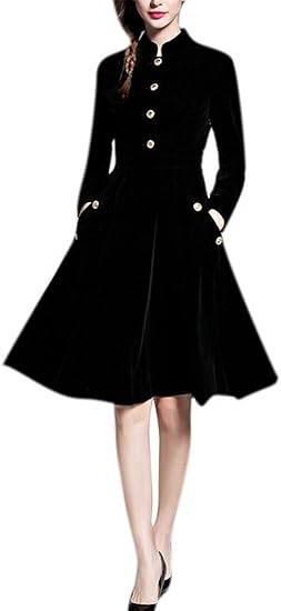 black midi swing dress