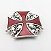 Lanxy Cool Cross Skull Belt Buckle For Men Native American Big Red Enamel Skeleton Punk Gothic Belt Buckle, free