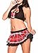 Women Role Play Mini Plaid Skirt Polyester Red Sexy Schoolgirl Lingerie,Black,Medium
