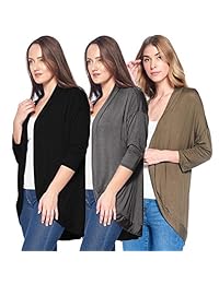 Cardigan de manga 3 4 para mujer, 3 unidades