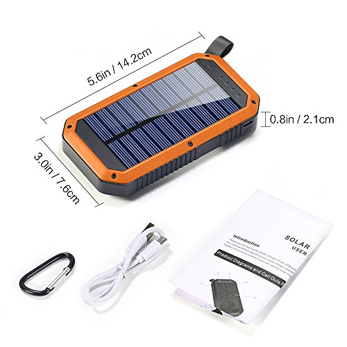 Solar Charger, Dostyle 8000mAh Portable Solar Power Bank External Backup Battery Pack 3 USB Ports Solar Phone charger with 21 LED light for iPhone, iPad, Samsung Galaxy & other Android Smart Devices