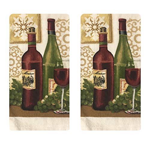 Lobyn Value Packs Kitchen Towel 5 Piece Linen Set 2 Towels 2 Pot Holders 1 Oven Mitt (Wine)