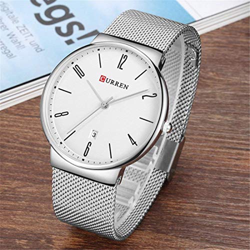 Curren Reloj para Hombre Reloj de Hombre de Negocios con Malla de Acero de Malla de Acero Inoxidable Reloj de Hombre de Negocios Hombres 8257 - Imagen 4