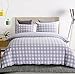 Exclusivo Mezcla Luxury Hotel Quality 3-Piece Double Brushed 1800 Series Microfiber Reversible Duvet Cover Set with 2 Pillow Shams - Full/Queen Size, Light Grey Plaid