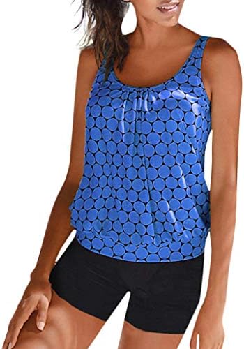 LSCOFFEE Women Dot Print Swimwear Plus Size Swimsuit Female Tankini Swimjupmsuit Ladies Padded Beachwear Retro Bikini Set intage High Waisted Bathing Suits Bikini Set