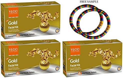 VLCC Natural SciencesGold Facial Kit - Pack of 3 -"Free Expedited Shipping via DHL Express" - Delivery in 3-7 days - with Free Product Sample