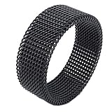 KONOV 8mm Flexible Stainless Steel Screen Mens Womens Ring, Woven Mesh Band, Black