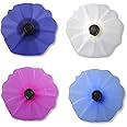 Charles Viancin Poppy Pop Silicone Wine Stopper/Flat Bottle Stopper Set - Silicone (Pink, White, Indigo, Blue)