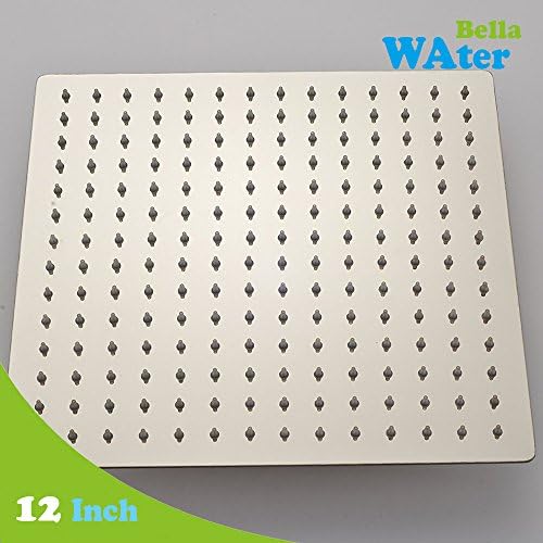 WaterBella Stainless Steel Shower Head - Rain Style Showerhead, Waterfall Effect, Elegantly Designed, High Polish Chrome, Ultra Thin (12-inch)
