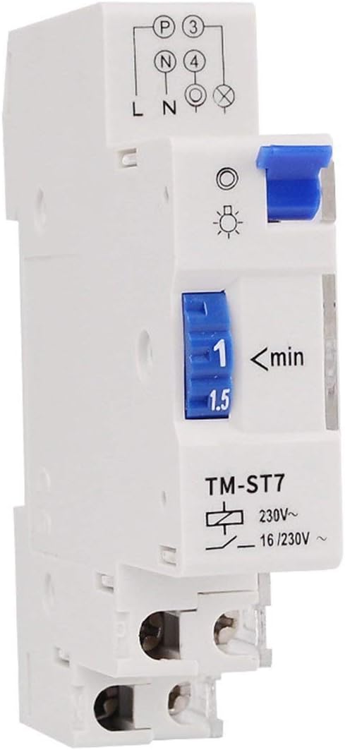 SINOTIMER TM-ST7 220V 7 Minutes Mechanical Timer 18mm Single Module Din Rail Staircase Timer Time Switch Instruments(Color:White)