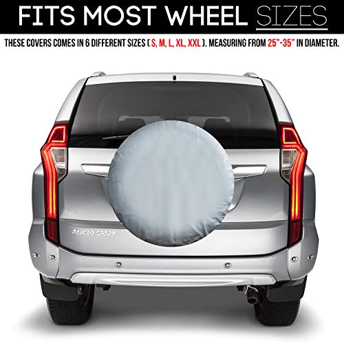 Spare Tire Cover – Must-Have Car Accessories for Your SUV, Jeep, RV, Trailer, Truck – Fit Most Wheel Sizes by Kankesh (S(14 INCH), Silver) - Thumbnail 2