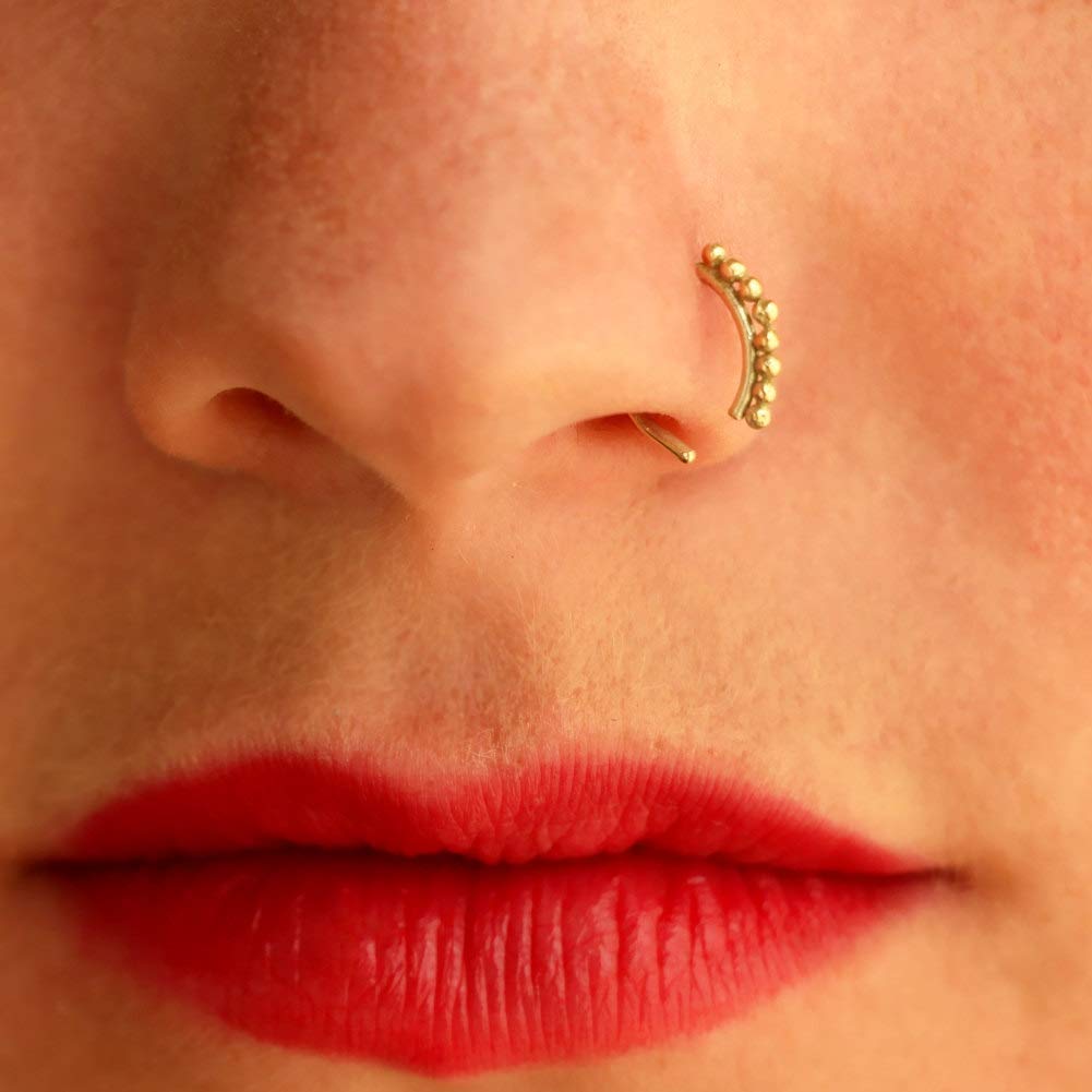 Unique Indian Style Nose Ring, Made of 18K Gold Plated