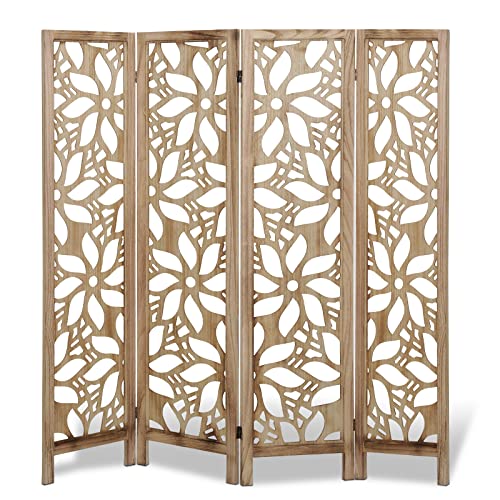4 Panel Cutout Room Divider, 5.6 Ft Tall Wood Room Dividers and
