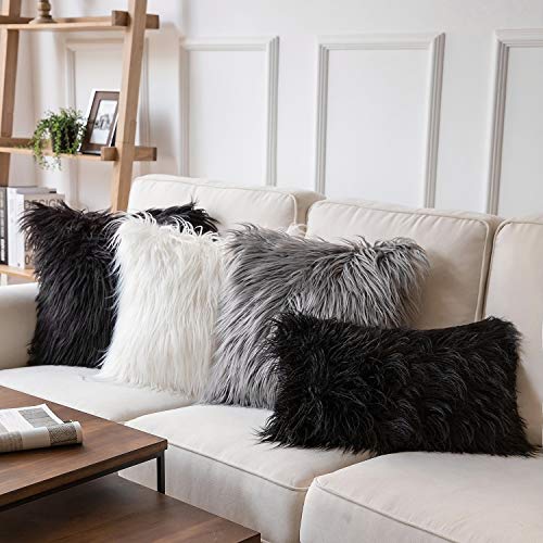 Phantoscope Luxury Series Throw Pillow Covers Faux Fur Mongolian Style