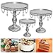 Lucky Monet 3Pcs Crystals Cake Stand Cupcake Tower Stand Wedding Plates Set Metal Round Party Dessert Display Décor with Crystals Beads (3pcs, Silver)